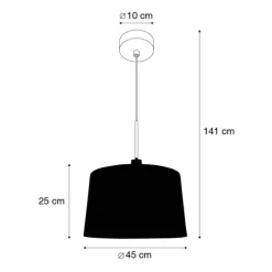 Moderne hanglamp zwart met kap 45 cm wit - Combi 1