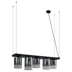 Moderne hanglamp zwart met smoke glas 5-lichts - Hybrid