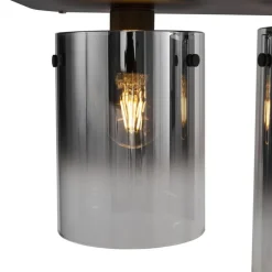 Moderne hanglamp zwart met smoke glas 5-lichts - Hybrid