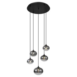 Moderne hanglamp zwart met smoke glas - Jia