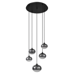 Moderne hanglamp zwart met smoke glas - Jia