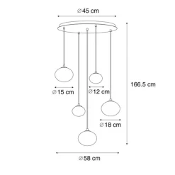 Moderne hanglamp zwart met smoke glas - Jia
