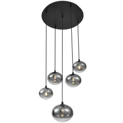 Moderne hanglamp zwart met smoke glas - Jia
