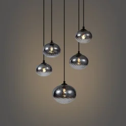 Moderne hanglamp zwart met smoke glas - Jia