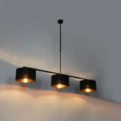 Moderne hanglamp zwart met goud 125 cm 3-lichts - VT 3