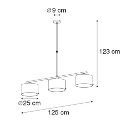 Moderne hanglamp zwart met goud 125 cm 3-lichts - VT 3
