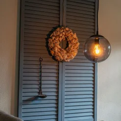 Moderne hanglamp zwart met grijs glas 20cm - Pallon