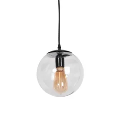 Moderne hanglamp zwart met grijs glas 20cm - Pallon