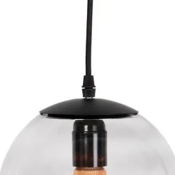 Moderne hanglamp zwart met grijs glas 20cm - Pallon