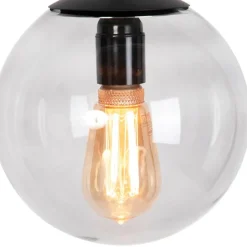 Moderne hanglamp zwart met grijs glas 20cm - Pallon