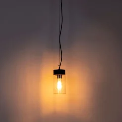Moderne hanglamp zwart met glas IP44 - Jarra