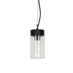 Moderne hanglamp zwart met glas IP44 - Jarra