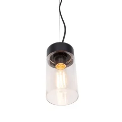 Moderne hanglamp zwart met glas IP44 - Jarra