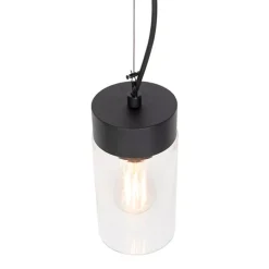 Moderne hanglamp zwart met glas IP44 - Jarra