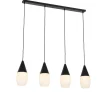 Moderne hanglamp zwart met opaal glas 4-lichts - Drop