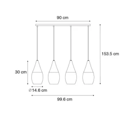 Moderne hanglamp zwart met opaal glas 4-lichts - Drop