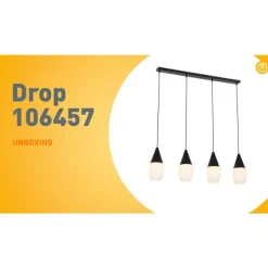 Moderne hanglamp zwart met opaal glas 4-lichts - Drop