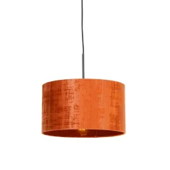 Moderne hanglamp zwart met kap oranje 35 cm - Combi