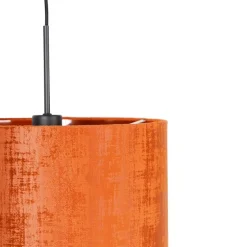 Moderne hanglamp zwart met kap oranje 35 cm - Combi