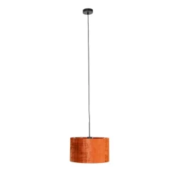 Moderne hanglamp zwart met kap oranje 35 cm - Combi