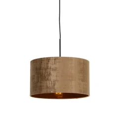 Moderne hanglamp zwart met kap bruin 35 cm - Combi