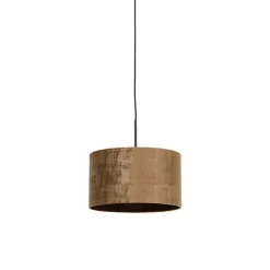 Moderne hanglamp zwart met kap bruin 35 cm - Combi