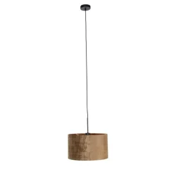 Moderne hanglamp zwart met kap bruin 35 cm - Combi