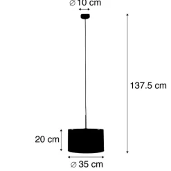 Moderne hanglamp zwart met kap bruin 35 cm - Combi