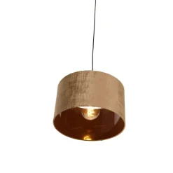 Moderne hanglamp zwart met kap bruin 35 cm - Combi