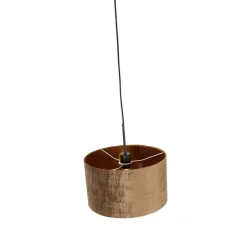 Moderne hanglamp zwart met kap bruin 35 cm - Combi