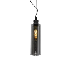 Moderne hanglamp zwart met smoke glas - Stavelot