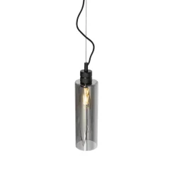 Moderne hanglamp zwart met smoke glas - Stavelot