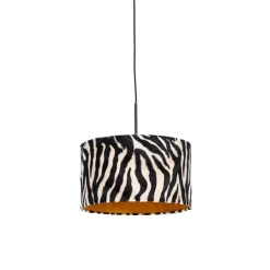 Moderne hanglamp zwart met kap zebra 35 cm - Combi