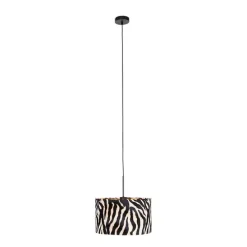 Moderne hanglamp zwart met kap zebra 35 cm - Combi