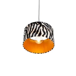 Moderne hanglamp zwart met kap zebra 35 cm - Combi