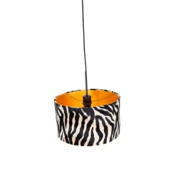 Moderne hanglamp zwart met kap zebra 35 cm - Combi
