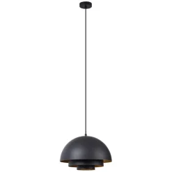 Moderne hanglamp zwart met gouden binnenkant - Loes