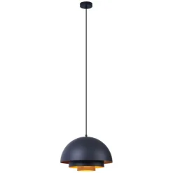 Moderne hanglamp zwart met gouden binnenkant - Loes