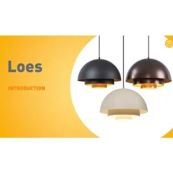 Moderne hanglamp zwart met gouden binnenkant - Loes