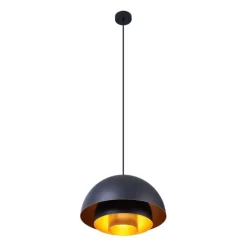Moderne hanglamp zwart met gouden binnenkant - Loes