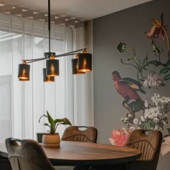 Moderne hanglamp zwart verstelbaar 6-lichts - Lofty