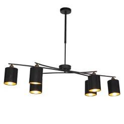 Moderne hanglamp zwart verstelbaar 6-lichts - Lofty