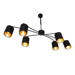 Moderne hanglamp zwart verstelbaar 6-lichts - Lofty