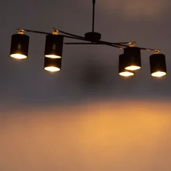Moderne hanglamp zwart verstelbaar 6-lichts - Lofty
