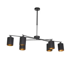 Moderne hanglamp zwart verstelbaar 6-lichts - Lofty