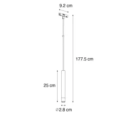 Moderne hanglamp zwart voor railsysteem 1-fase- Slimline Keno
