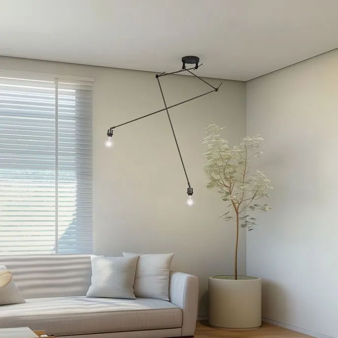 Moderne hanglamp zwart zonder kap 2-lichts - Blitz