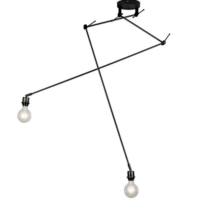 Moderne hanglamp zwart zonder kap 2-lichts - Blitz
