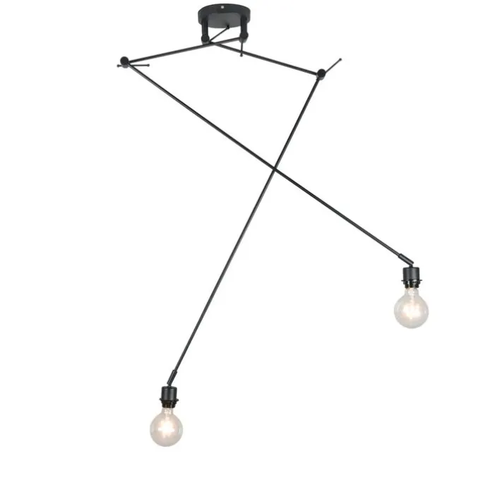 Moderne hanglamp zwart zonder kap 2-lichts - Blitz