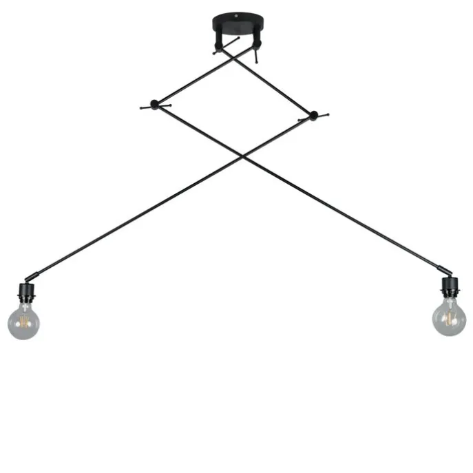 Moderne hanglamp zwart zonder kap 2-lichts - Blitz